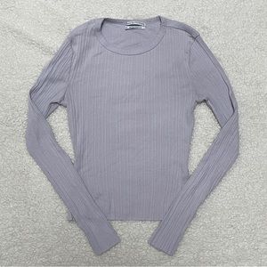 Urban Outfitters Lilac Long Sleeve Lettuce Edge Baby Tee